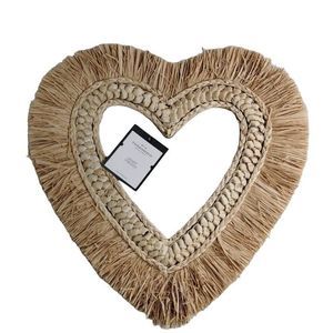 Threshold Raffia 14" Fringed Heart Wreath